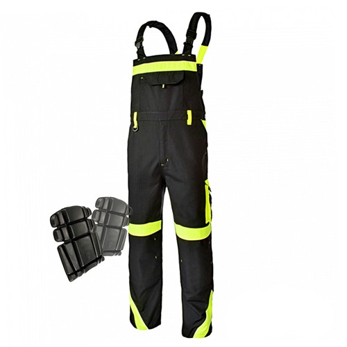 Grey yellow vis bib brace - vis,